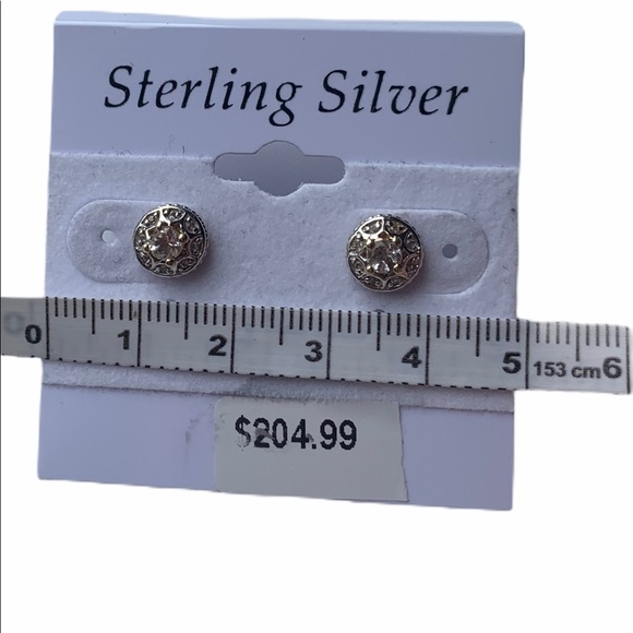 White Topaz Sterling Silver Round Earrings NWT - Picture 4 of 7